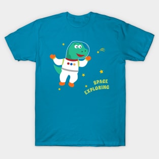 Funny dinosaur in space. Dinosaur in outer space T-Shirt